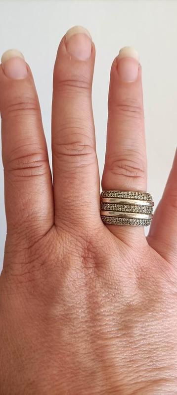 Zilveren ring van Ti Sento met rijen zirkonia's, maat 56