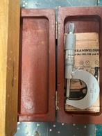 Micrometer in houten kist, Doe-het-zelf en Verbouw, Gereedschap | Lasapparaten, Ophalen of Verzenden, Gebruikt, Minder dan 150 ampère