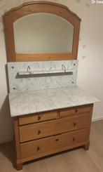 Antieke Kaptafel met Marmeren Blad, Ophalen, Gebruikt, 50 tot 100 cm, Met lade(s)