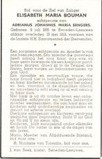 Beneden Leeuwen 1895 - 1959 Elisabeth Bouwman, Ophalen of Verzenden, Bidprentje