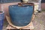 Prachtige GROTE blauwe aardewerk bloempotten geglazuurd rond, Tuin en Terras, Bloempotten, Ophalen, 40 cm of meer, Rond, Nieuw