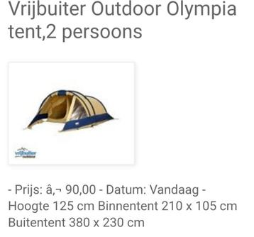 Outdoor tent 2 persoons (vrijbuiter) beschikbaar voor biedingen