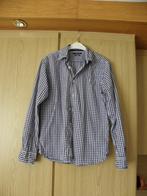 Net blauw wit katoenen geruit overhemd HEMA mt M prima staat, Hema, Blauw, Gedragen, Halswijdte 39/40 (M)