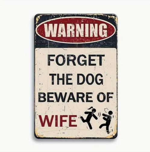 Wanddecoratiebord WARNING, Huis en Inrichting, Woonaccessoires | Wanddecoraties, Nieuw, Ophalen of Verzenden