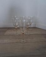 6 wijnglazen glazen goud vintage retro groot kristal bal, Ophalen of Verzenden
