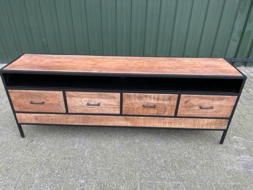 Tv-meubel Industriële massief Mangohout/metaal 180 cm, Huis en Inrichting, Kasten | Ladekasten, Nieuw, Minder dan 100 cm, 150 tot 200 cm