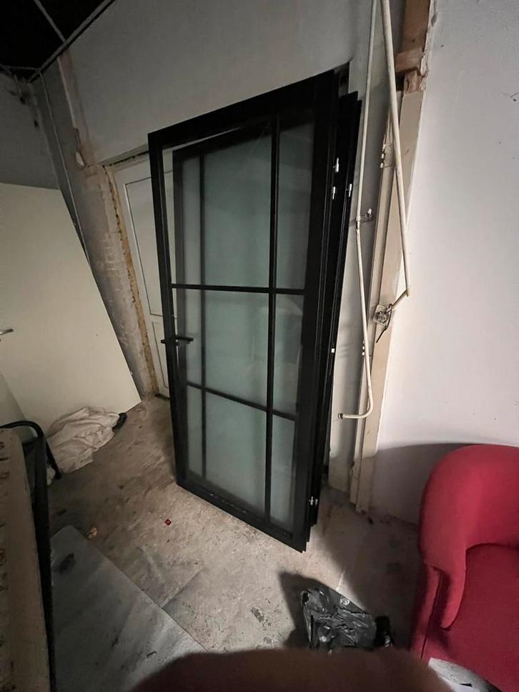 Opdekdeur met Glas, Doe-het-zelf en Verbouw, Deuren en Horren, Zo goed als nieuw, Binnendeur, 200 tot 215 cm, 80 tot 100 cm, Glas