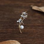 Bamboo Brooch with Pearl Elegant Pin, Ophalen of Verzenden, Nieuw, Zilver, Overige materialen