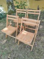 4 vintage sterke en degelijke houten klapstoelen, Ophalen, Gebruikt, Bruin, Vier