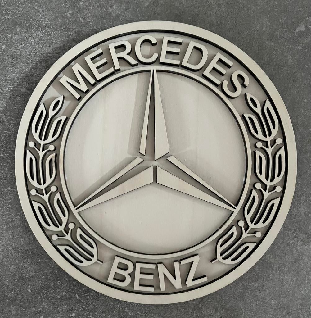 Mercedes 3d logo van hout 33cm, Ophalen of Verzenden, Zo goed als nieuw