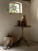 Landelijke wijntafel *bijzettafel* rond,oud* Huisje Sfeer, Rond, Nieuw, Ophalen of Verzenden, Landelijk