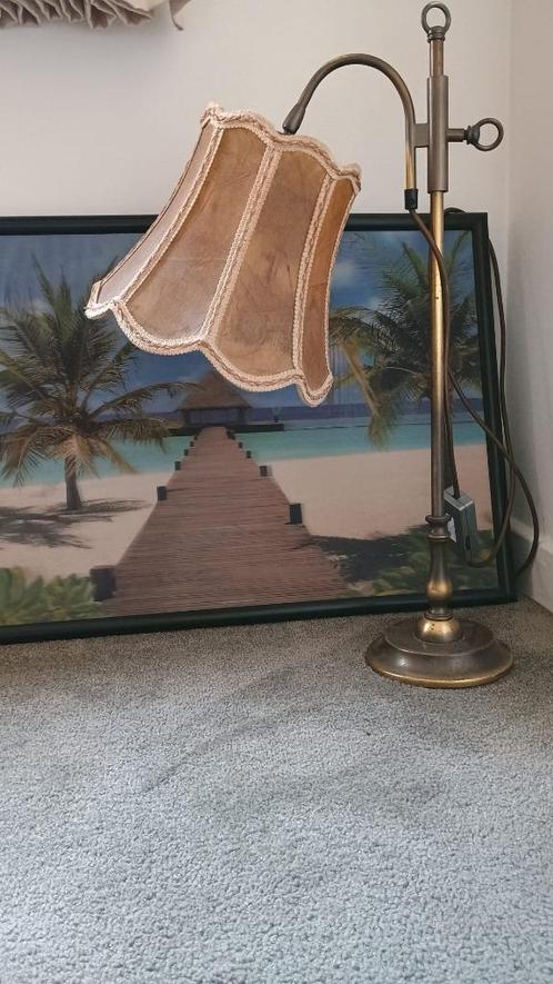 Vintage Halogen Floor Lamp – Adjustable Height – Brass Finis, Huis en Inrichting, Lampen | Vloerlampen, Gebruikt, Minder dan 100 cm