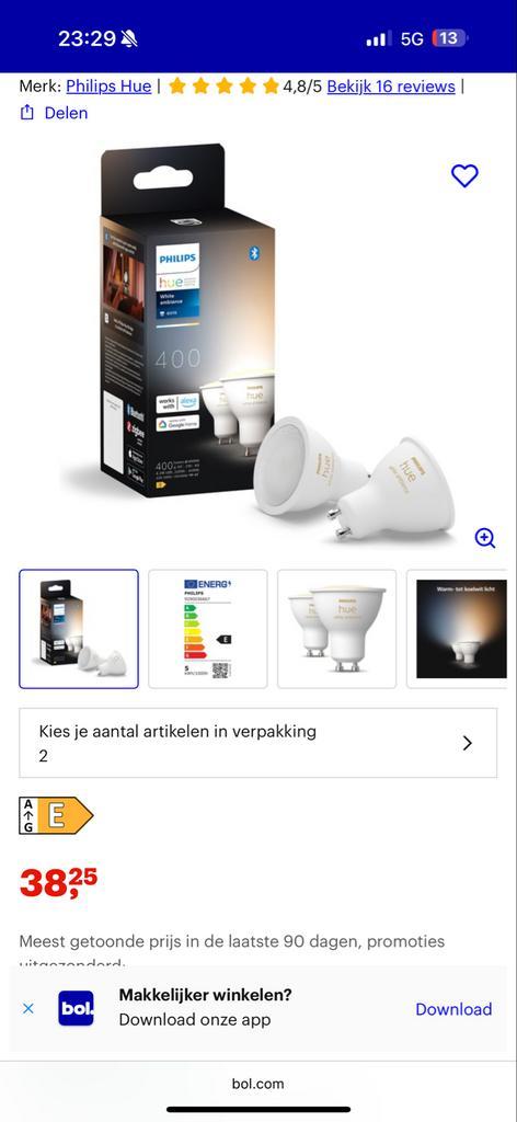 Philips Hue GU10 Spot 2-pack - Warm tot Koel Wit, Huis en Inrichting, Lampen | Losse lampen, Nieuw, Led-lamp, Minder dan 30 watt