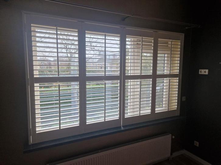 Shutters hout wit., Huis en Inrichting, Stoffering | Gordijnen en Lamellen, Gebruikt, 100 tot 150 cm, 200 cm of meer, Wit, Ophalen