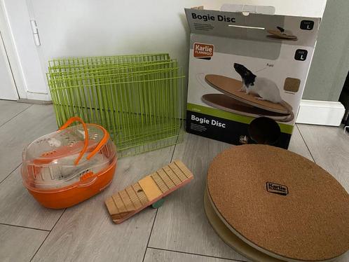 Hamster ren en loopdisc en transportmandje, Dieren en Toebehoren, Knaagdieren en Konijnen | Toebehoren, Zo goed als nieuw, Ophalen of Verzenden