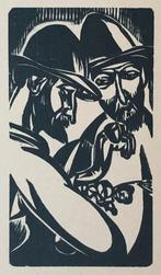 Jan-Frans Cantré (1886-1931) Houtsnede 'Vrienden' 1925. Afm, Antiek en Kunst, Verzenden