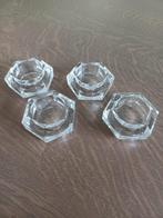 4X PERSGLAS WAXINELICHTHOUDERS / ZOUTVAATJES, Ophalen of Verzenden, Gebruikt, Overige materialen, Minder dan 25 cm