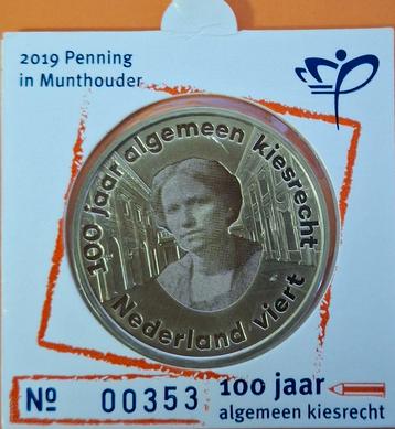 Penning 100 Jaar Kiesrecht 2019 beschikbaar voor biedingen