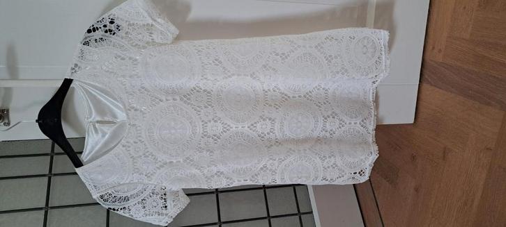 Leuk wit gehaakt tuniekje/jurkje/shirt mt S, Kleding | Dames, Blouses en Tunieken, Zo goed als nieuw, Maat 36 (S), Wit, Ophalen of Verzenden