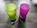 2x Vintage Mushroom Lykta Ikea Lampen Paars & Lime Groen, Gebruikt, Vintage, Ophalen of Verzenden, Glas