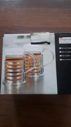 Set van 2 glazen theeglazen met metalen houder, Ophalen of Verzenden, Zo goed als nieuw