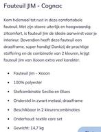 Fauteuil Jim, Huis en Inrichting, Fauteuils, Ophalen, 75 tot 100 cm, Stof, 75 tot 100 cm