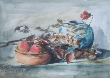 Fred Smoolenaers (1951) - Stilleven met fruit in schaal beschikbaar voor biedingen