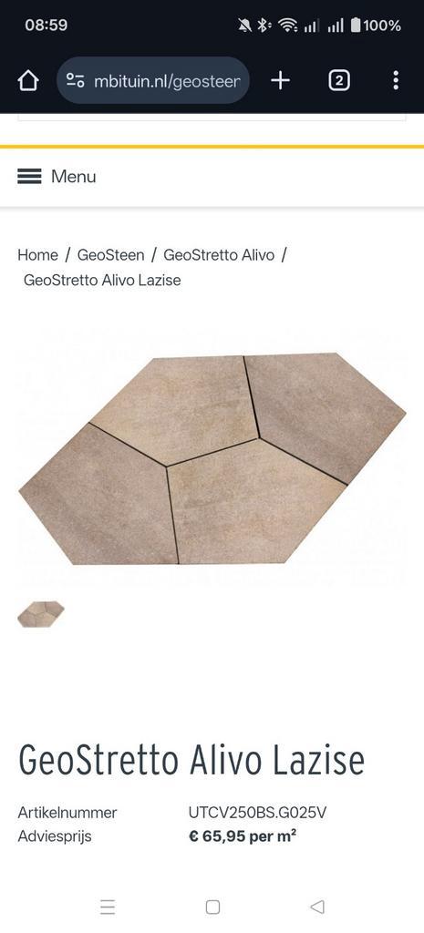 Geostretto Alivo Terrastegels - 18 stuks, Tuin en Terras, Tegels en Klinkers, Nieuw, Terrastegels, Beton, Minder dan 5 m², Gecoat