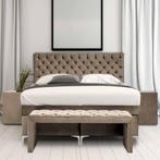 Boxspring gecapitonneerd 140/160/180x200 nl fabrikaat, Ophalen of Verzenden, 180 cm, 200 cm, Crème