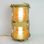 Bronzen dubbele scheepslamp met nieuwe bedrading., Ophalen of Verzenden, Zo goed als nieuw, Gebruiksvoorwerp