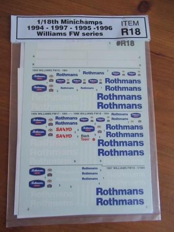 Williams FW series decal sets (F1 Specialties 1/18) beschikbaar voor biedingen