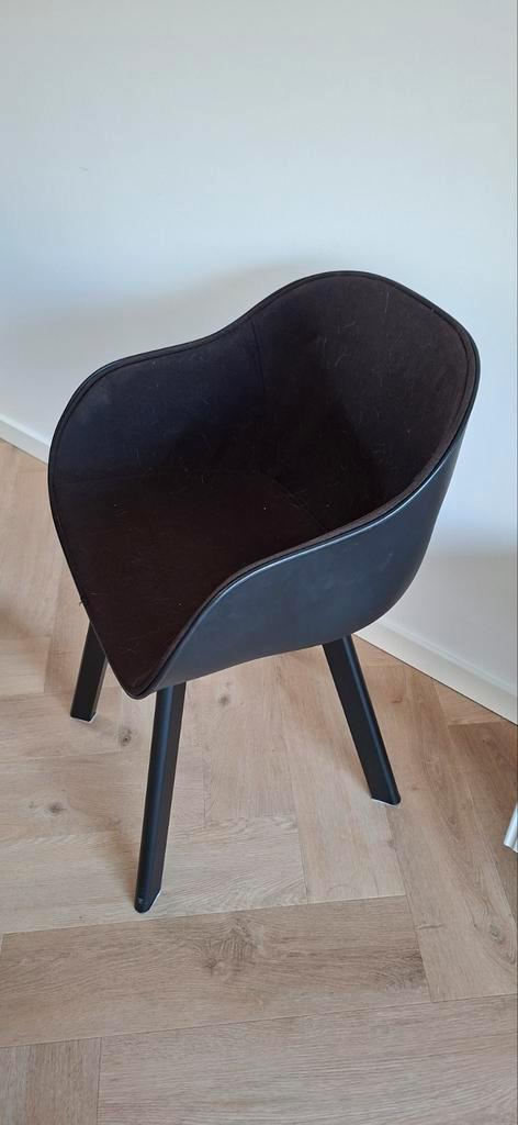 4 Zwarte Eetkamerstoelen, Huis en Inrichting, Stoelen, Gebruikt, Vier, Kunststof, Stof, Zwart, Ophalen