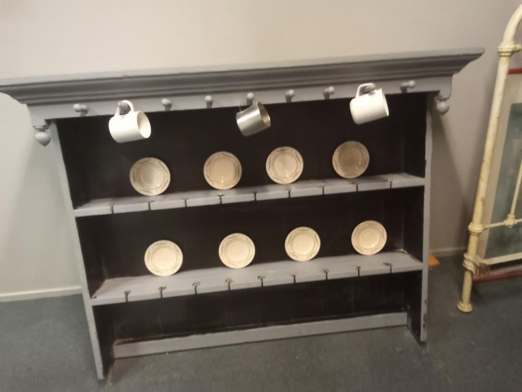Mooie brocante bordenkast, servieskast 104h 136br 33d., Ophalen of Verzenden