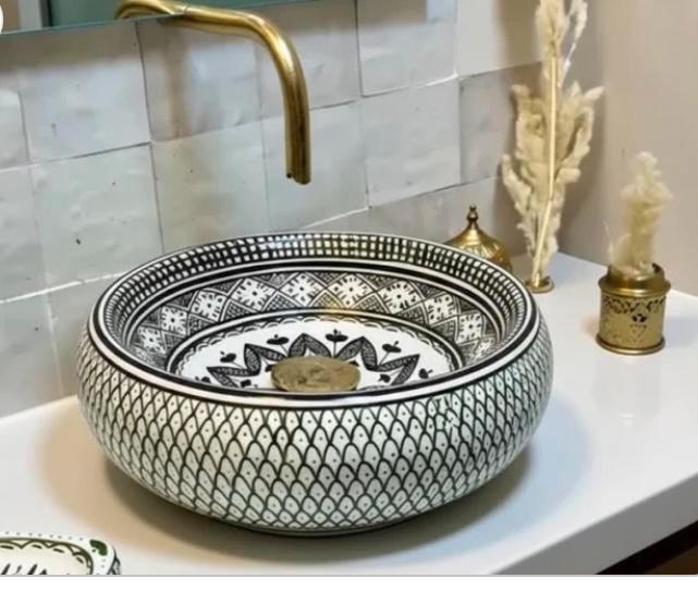 Handgemaakte Marokkaanse Waskom, Huis en Inrichting, Badkamer | Badkamermeubels, Nieuw, Wasbak of Wastafel, Minder dan 100 cm