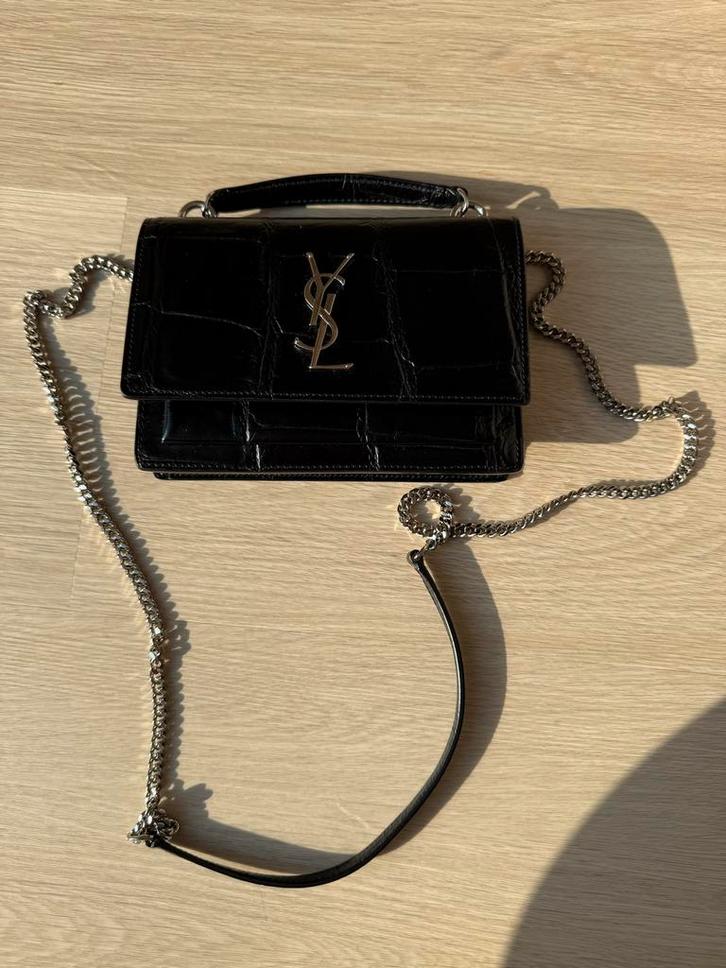 YSL Saint Laurent Sunset Tas Croco Leer, Sieraden, Tassen en Uiterlijk, Tassen | Damestassen, Zo goed als nieuw, Schoudertasje