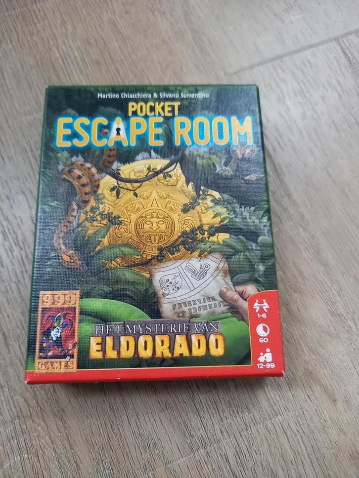 Pocket Escape Room spel - Het Mysterie van Eldorado, Hobby en Vrije tijd, Gezelschapsspellen | Bordspellen, Zo goed als nieuw