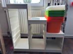 Witte Trofast kast met groene en oranje bakken en deksels, Ophalen, Gebruikt, Minder dan 50 cm, 75 tot 100 cm