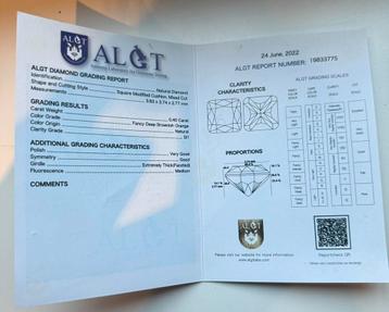 Diamant 0,4 Ct (natuurlijk gekleurd) met certificaat ALGT beschikbaar voor biedingen