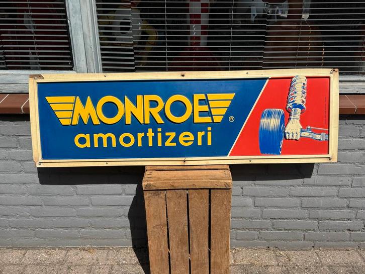 Vintage Monroe Amortizeri Reclamebord, Verzamelen, Merken en Reclamevoorwerpen, Gebruikt, Reclamebord, Ophalen of Verzenden