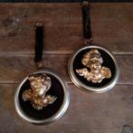 Oude vintage gipsen engeltjes op ronde kadertjes, Verzenden