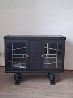Vintage kast met glas in lood, Huis en Inrichting, Kasten | Dressoirs, Ophalen, Zo goed als nieuw