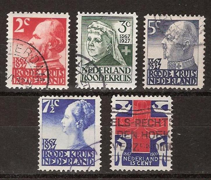 NVPH 203 - 207 geb Rode Kruis 1927 ; OUD NEDERLAND p/stuk, Postzegels en Munten, Postzegels | Nederland, Gestempeld, T/m 1940