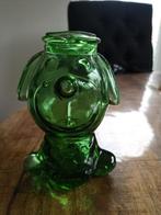 Een vintage spaarpot van helder groen glas, Verzamelen, Spaarpotten, Gebruikt, Ophalen of Verzenden