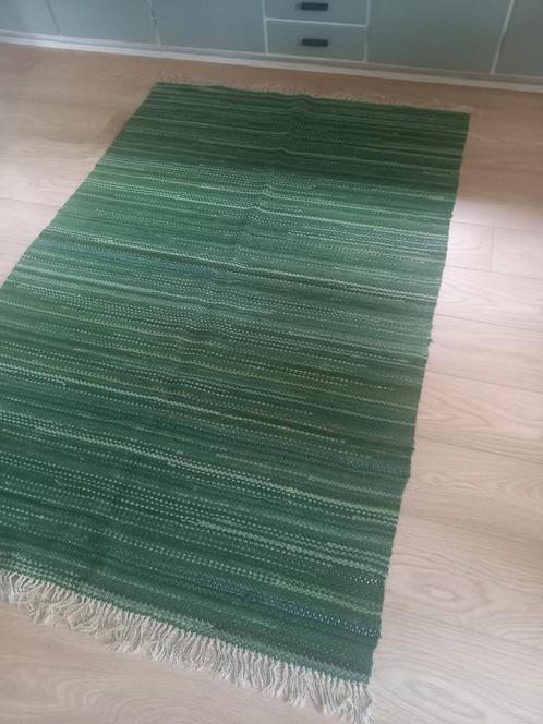 Groen geweven kleed van hergebruikt katoen, Huis en Inrichting, Stoffering | Tapijten en Kleden, Gebruikt, 100 tot 150 cm, 150 tot 200 cm