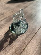 Kristal Olifanten Familie op Spiegelvoet, Antiek en Kunst, Ophalen of Verzenden