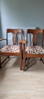 2 Antieke Eikenhouten Stoelen met Armleuning, Ophalen
