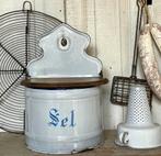 Emaille oude SEL bak / zout wit met blauw randje, Antiek en Kunst, Ophalen of Verzenden