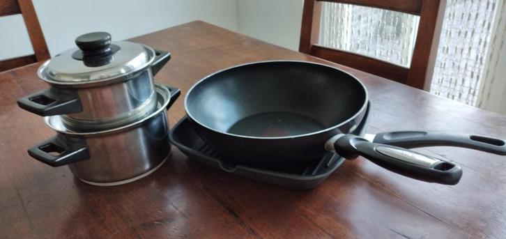 Pannen/Vergiet, Huis en Inrichting, Keuken | Potten en Pannen, Pannenset, Rvs, Ophalen of Verzenden