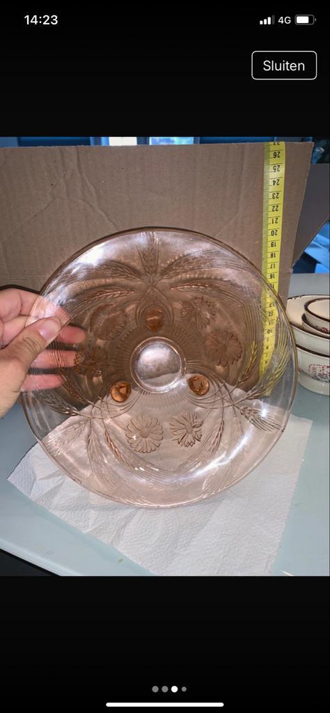 Antieke glazen schaal, Antiek en Kunst, Antiek | Schalen, Ophalen of Verzenden