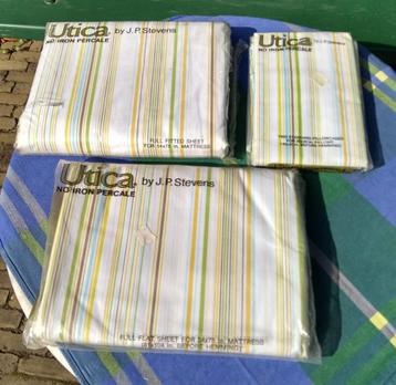 Nieuw! UTICA J.P. STEVENS 1970s percale katoen beddengoed beschikbaar voor biedingen